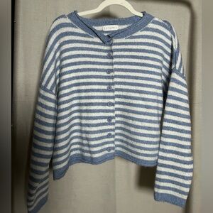 Women’s Blue and White Striped Sweater